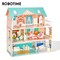 Robotime Big Wooden Dollhouse with Furniture - WDH01 Play Set Gift for Kids, Girls - Blue